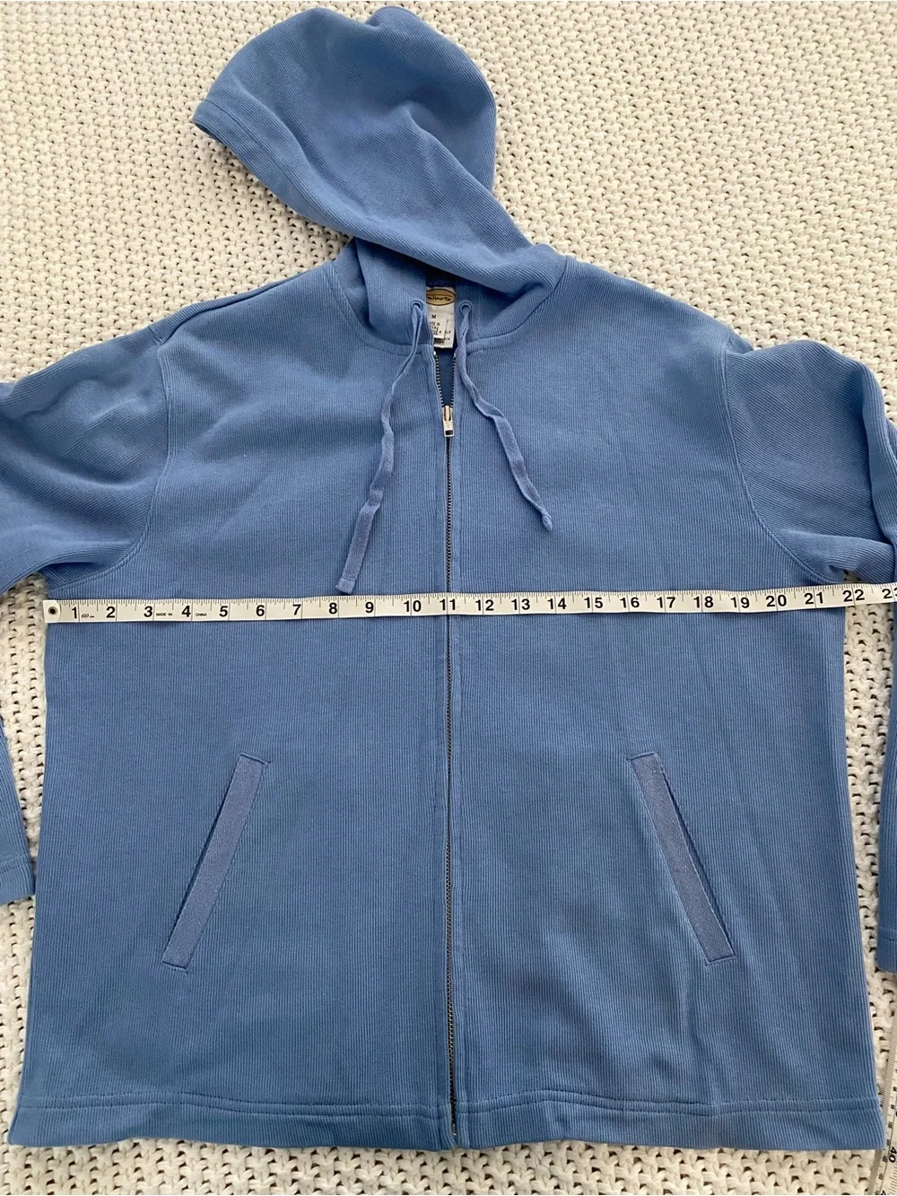 Talbots Periwinkle Blue Cotton Zip Hoodie with Hood